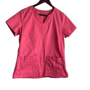 Beyond Scrubs Women Scrub Top M Coral‎ Medical Uniform Nurse Workwear Casual